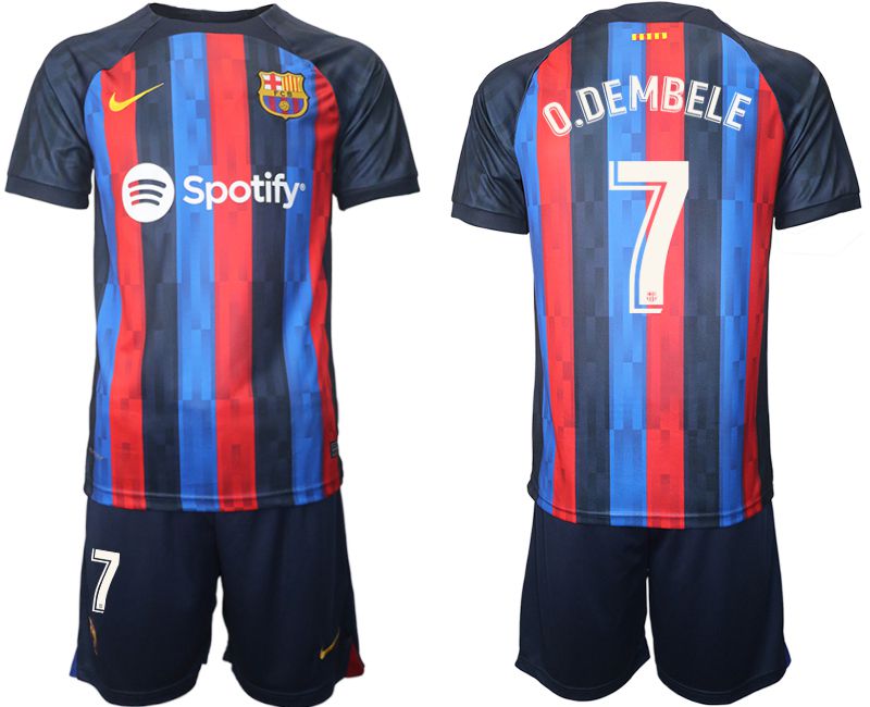 Men 2022-2023 Club Barcelona home blue 7 Soccer Jerseys